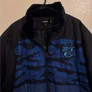 Cookies Men's Black and Blue Puffer Jacket
